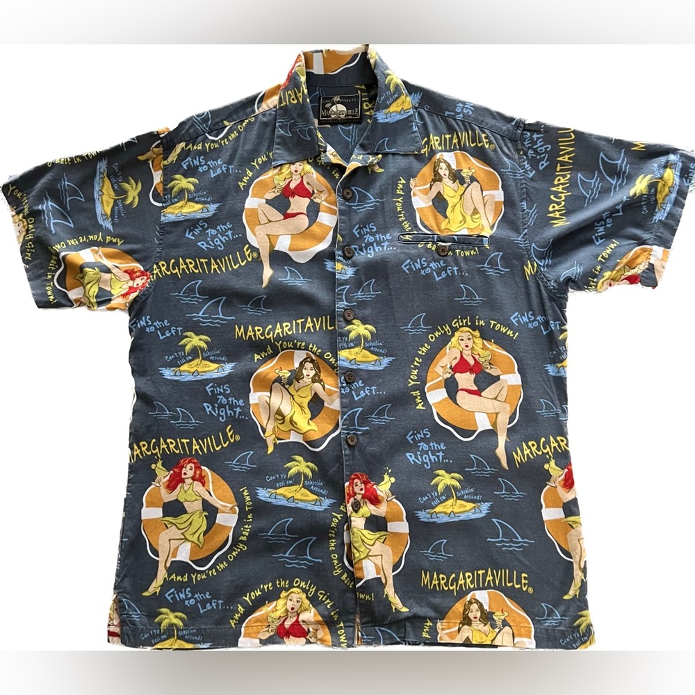 VINTAGE Jimmy Buffet Margaritaville Hawaiian Shirt Size Medium
